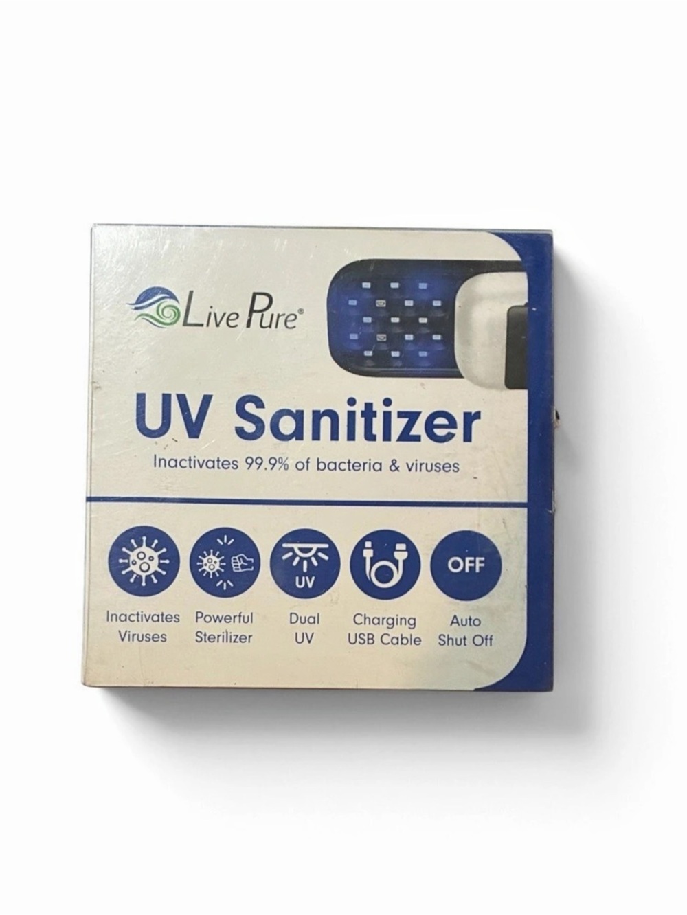 Live Pure LP-UVS100B UV Sanitizer Blue & White NWT